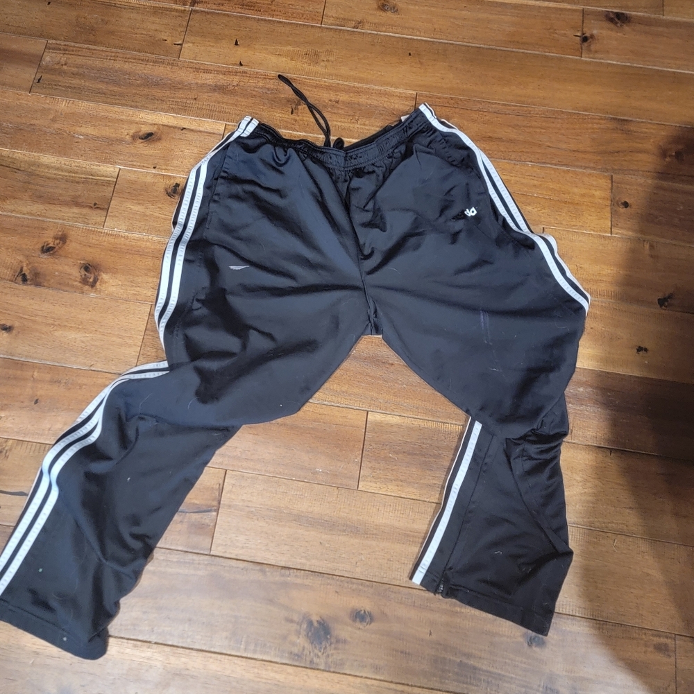 adidas black with shite piping joggers